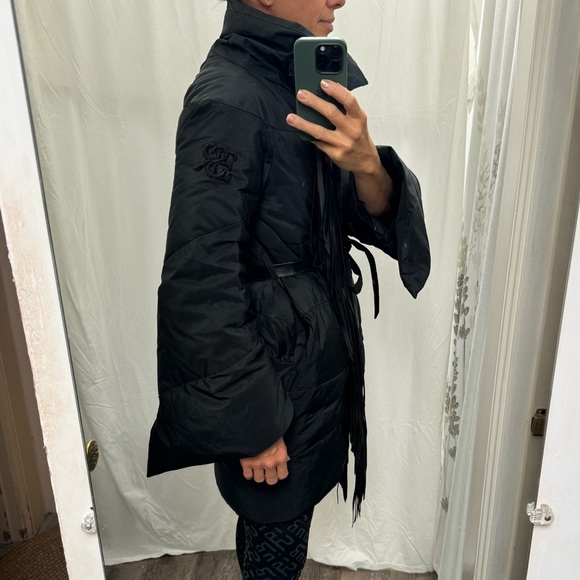 Preloved Black Ermanno Scervino jacket with leather fringes - Picture 2 of 14